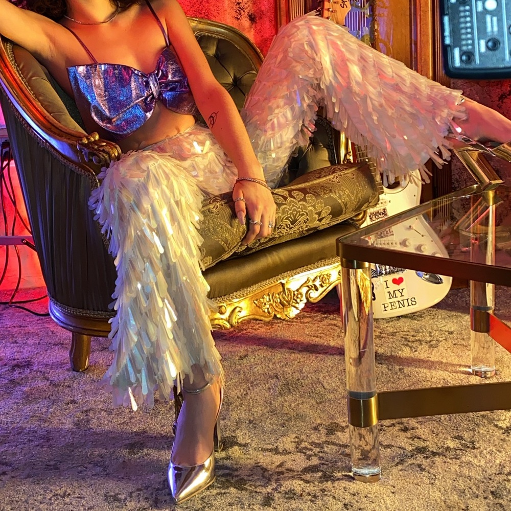 Sequin Embellished Wide Trousers